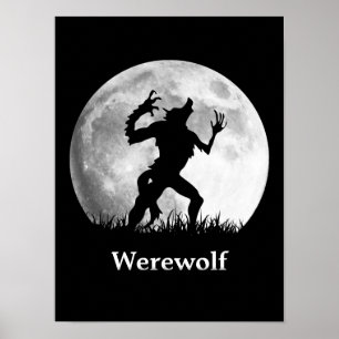 Poster Loup-garou à la Pleine lune - Halloween frais