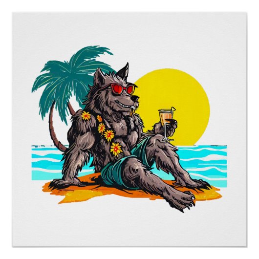 Poster loup-garou en vacances (Devant)