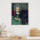 Poster Loup-Garou : Noir black wolf gothique rococo Impri (Cuisine)