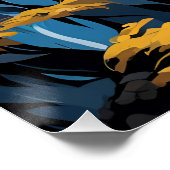 Poster Loup gris en forêt dorée (Coin)