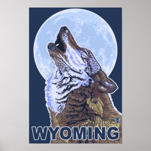 Poster Loup gris HowlingWyoming (Devant)