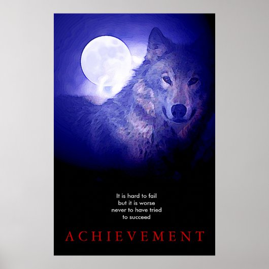 Poster Loup gris Motivation Unique Blue Night Fullmoon (Devant)