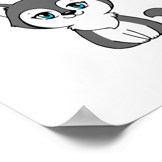 Poster Loup gris style Chibi (Coin)