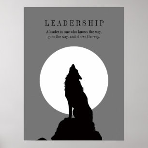 Poster Loup hurlant au leadership Pop Art Gris Noir