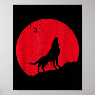 Poster Loup hurlant lune loups effrayant nuit halloween