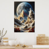 Poster Loup hurlant sous les pics lunaires (Cuisine)