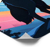 Poster Loup hurlant Sur La Lune (Coin)