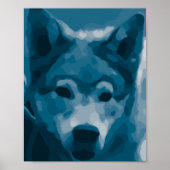 Poster Loup Lone Bleu (Devant)