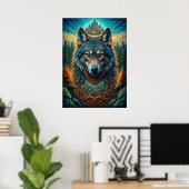 Poster Loup majestueux dans la forêt mystique (Bureau à domicile)