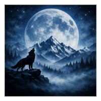 Loup mystique de la nature sauvage sous la lune |