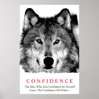 Poster Loup noir blanc inspirant confiance