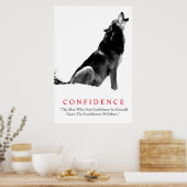 Poster Loup noir blanc inspirant confiance (Cuisine)
