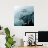 Poster Loup sauvage et poème (Bureau à domicile)