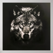 Poster Loup sauvage monochrome majestueux (Devant)