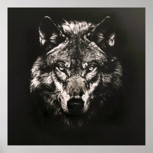 Poster Loup sauvage monochrome majestueux