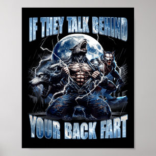 Poster Loup s'ils parlent dans votre dos Pet Fart Drôle C