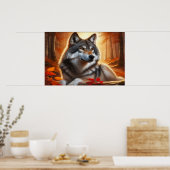 Poster Loup solitaire dans la forêt : Solitude dans la na (Cuisine)