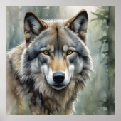 Poster Loup solitaire Motivation Art Inspirationnel (Devant)