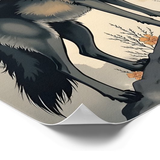 Poster Loup sous la lune (Coin)