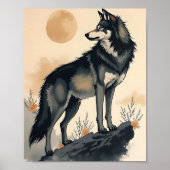 Poster Loup sous la lune (Devant)