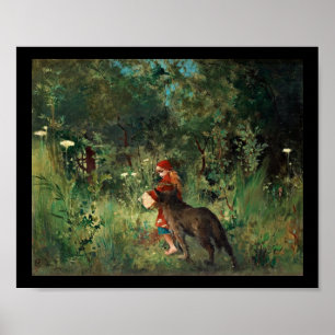 Poster Loup sur le chemin avec le rouge