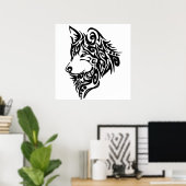 Poster Loup tribal (Bureau à domicile)