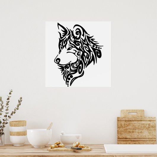 Poster Loup tribal (Cuisine)