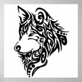 Poster Loup tribal (Devant)