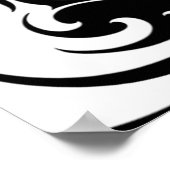 Poster Loup tribal noir et blanc agressif (Coin)