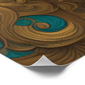 Poster Loup Turquoise et Or (Coin)