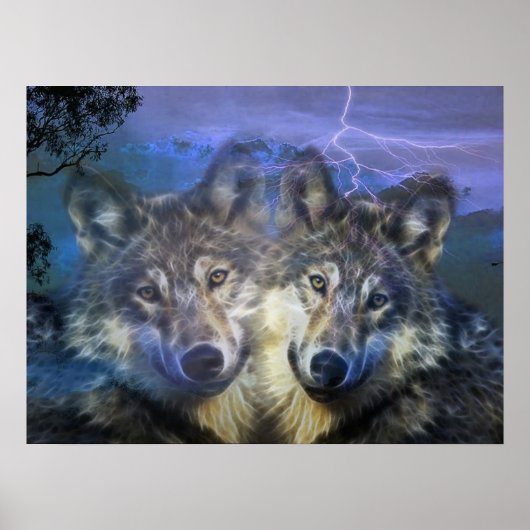 Poster Loups dans la nuit (Devant)