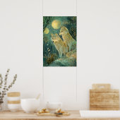 Poster Loups De Forêt Enchantés Au Feu De La Lune (Cuisine)