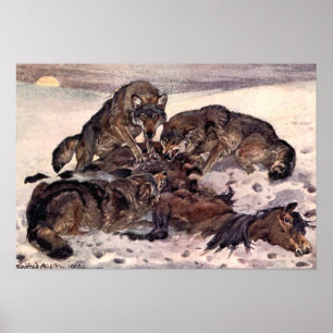 Poster Loups de Winifred Austen, animaux sauvages Vintage