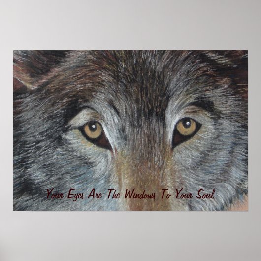 Poster loups regarde peinture d'art de la faune avec slog (Devant)