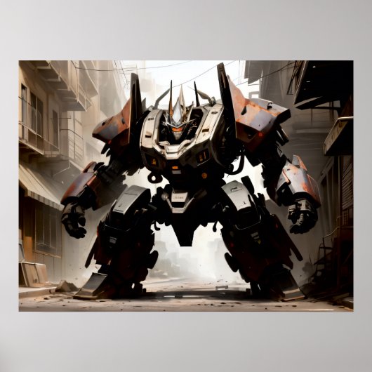 Poster Lourd mech en position agressive (Devant)
