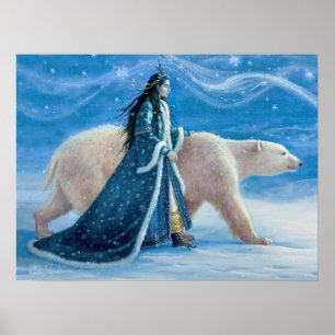 Poster L'ours blanc et la princesse 12x16 de neige