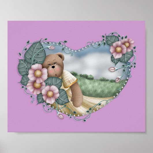Poster L'ours dans un coeur imprimé (Devant)