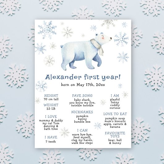 Poster L'ours d'hiver Premier anniversaire Jalon Annivers