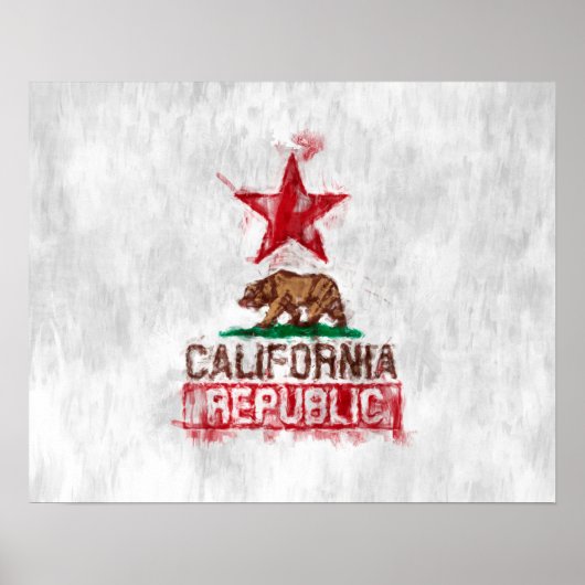 Poster L'ours du drapeau de la Californie en style peintr (Devant)