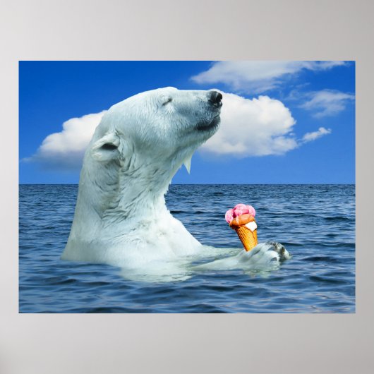 Poster L'ours mange de la glace crème (Devant)