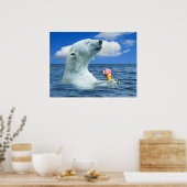 Poster L'ours mange de la glace crème (Cuisine)