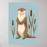 Loutre de rivière souriante avec décor de nurserie