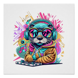 Poster loutre Dj vibes 90