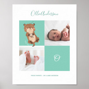 Poster Loutre • Monogramme Alphabetique Cadeau Baby Showe