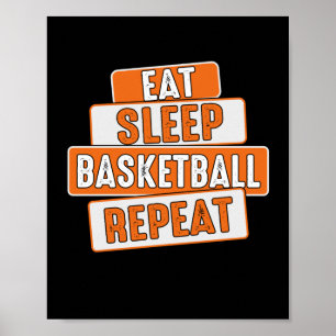 Poster Louveur de basket-ball Mangez Sleep Basketball Rép