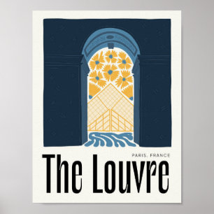 Poster Louvre Paris France Voyage abstrait art floral