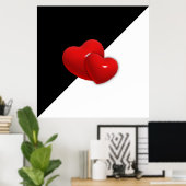 Poster love-489522 Coeurs rouges triangle noir blanc (Bureau à domicile)