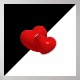 Poster love-489522 Coeurs rouges triangle noir blanc