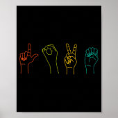 Poster Love Asl Sign Language Alphabet Valentines Day (Devant)