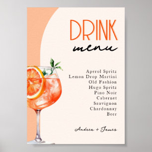 Poster Love at First Spritz Mariage Drinks Menu